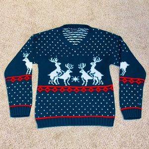 Skedouche GREEN Red White Naughty Humping Reindeer Ugly Christmas Sweater XL
